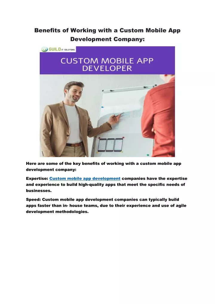 benefits of working with a custom mobile