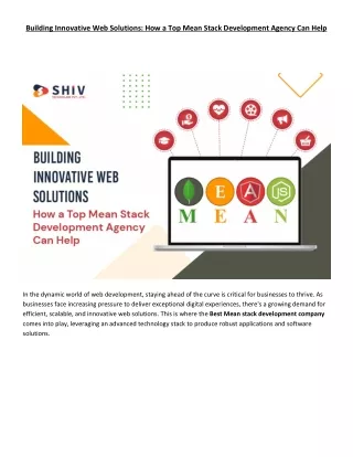 Building Innovative Web Solutions How a Top Mean Stack Development Agency Can Help