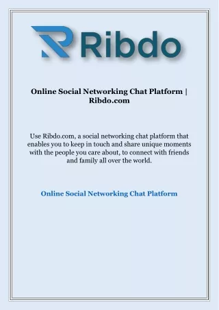 Online Social Networking Chat Platform | Ribdo.com