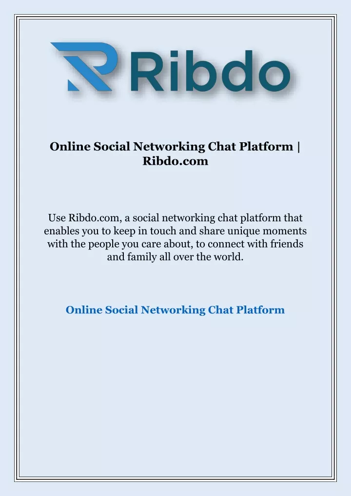 online social networking chat platform ribdo com