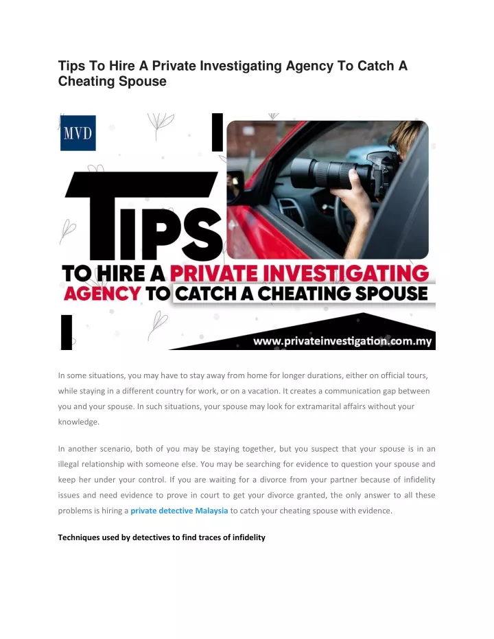 tips to hire a private investigating agency