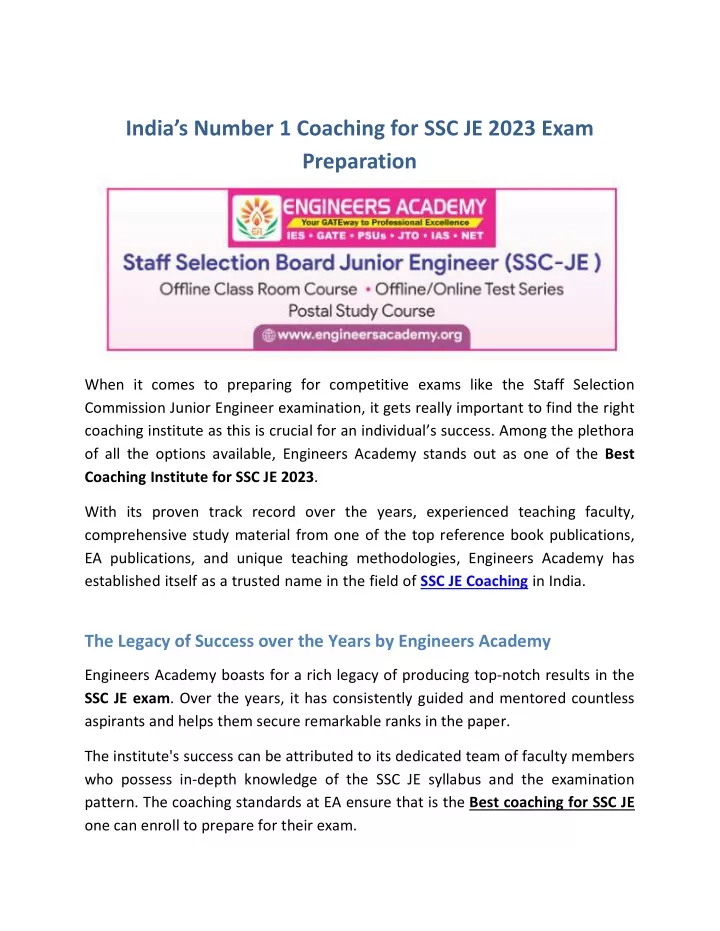 india s number 1 coaching for ssc je 2023 exam