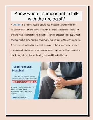 Know when it's important to talk with the urologist?