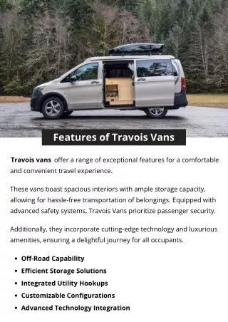 Features of Travois Vans