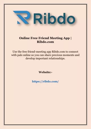 Online Free Friend Meeting App | Ribdo.com