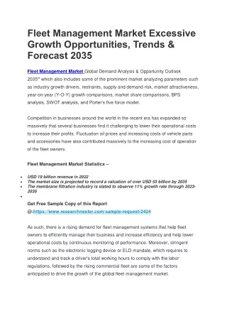 fleet management market excessive growth