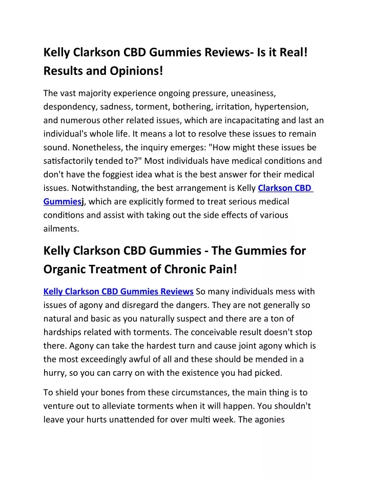 kelly clarkson cbd gummies reviews is it real