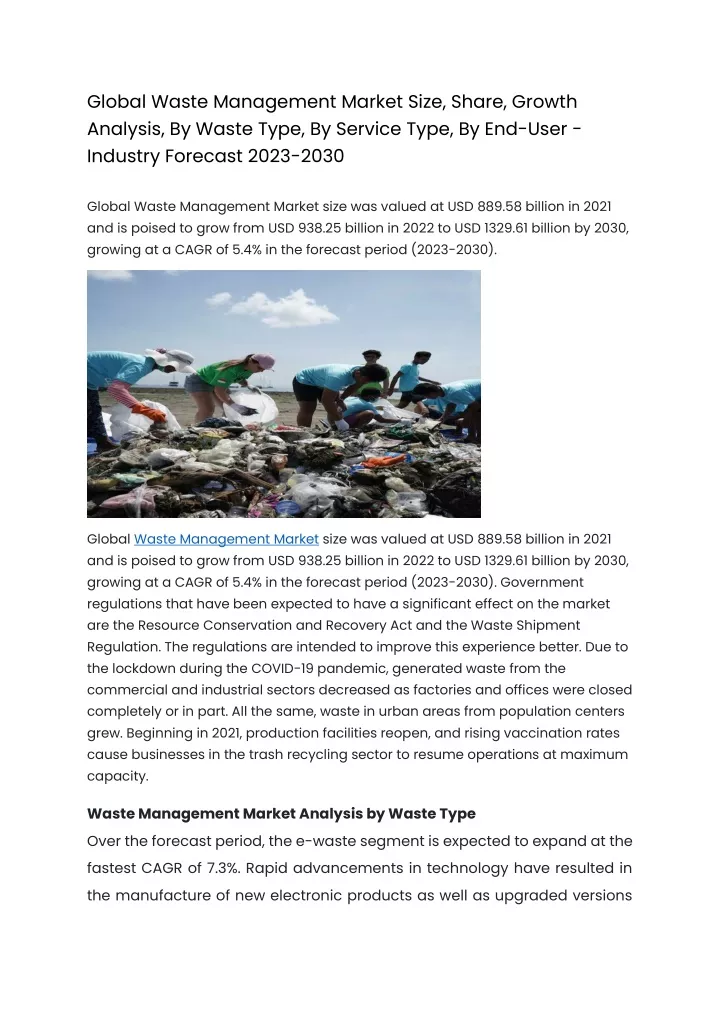 global waste management market size share growth