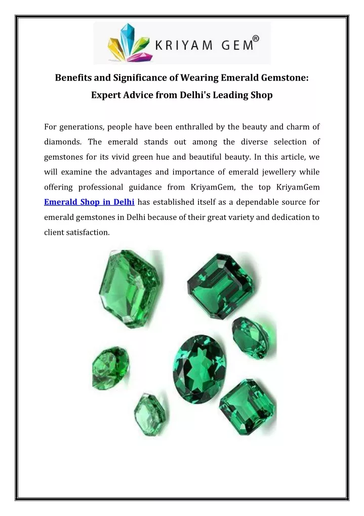benefits and significance of wearing emerald