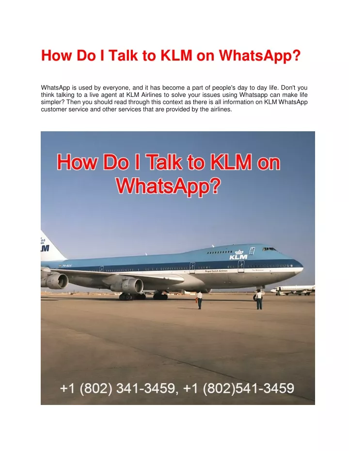 how do i talk to klm on whatsapp