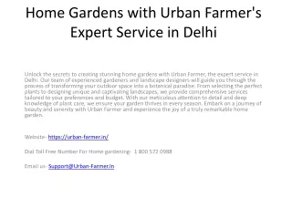 Home Gardens with Urban Farmer's Expert Service in