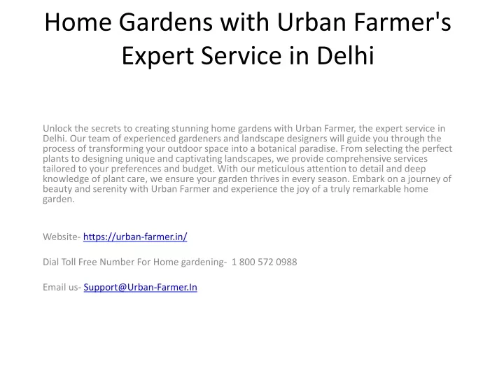 home gardens with urban farmer s expert service in delhi