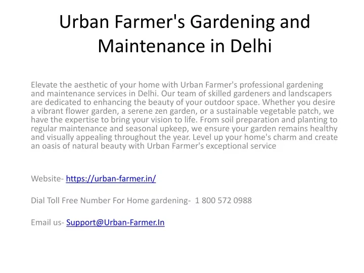 urban farmer s gardening and maintenance in delhi