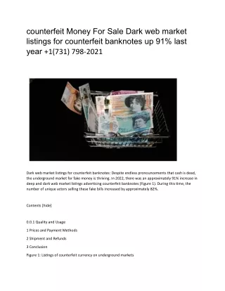 counterfeit Money For Sale Dark web market listings for counterfeit banknotes up 91% last year  1(731) 798-2021