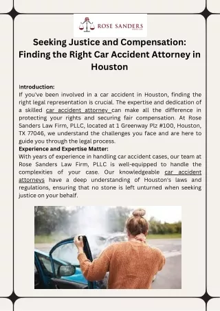 Seeking Justice and Compensation Finding the Right Car Accident Attorney in Houston