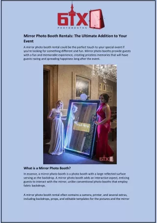 Mirror Photo Booth Rentals: The Ultimate Addition to Your Event
