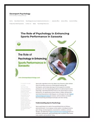 The Role of Psychology in Enhancing Sports Performance in Sarasota