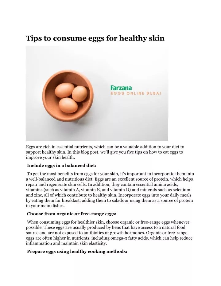 tips to consume eggs for healthy skin