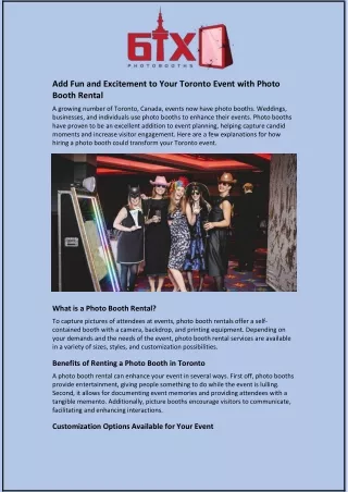 Add Fun and Excitement to Your Toronto Event with Photo Booth Rental