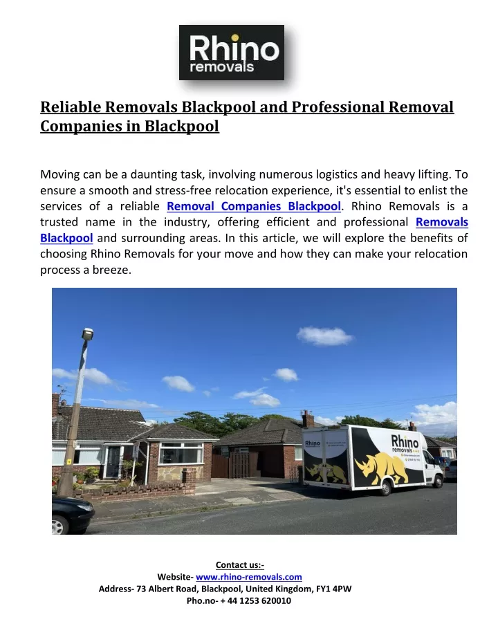 reliable removals blackpool and professional