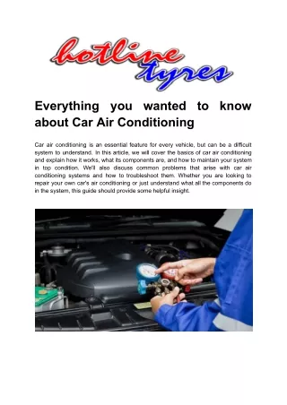 Everything you wanted to know about Car Air Conditioning