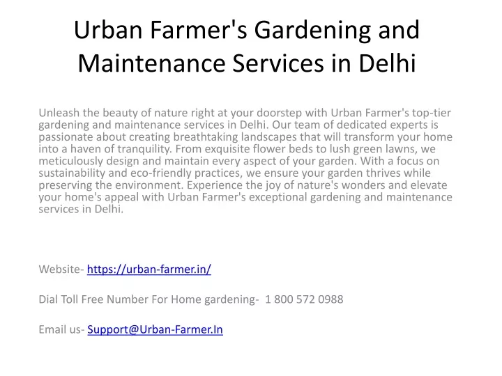 urban farmer s gardening and maintenance services in delhi