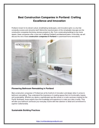 Best Construction Companies in Portland : Crafting Excellence and Innovation