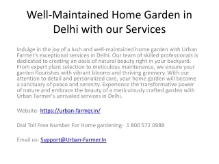 Well-Maintained Home Garden in Delhi with our Services