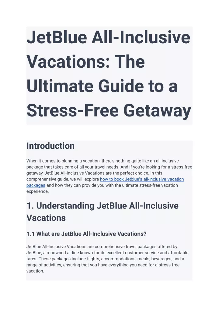jetblue all inclusive vacations the ultimate