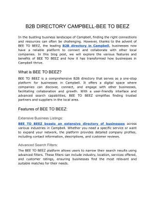 B2B DIRECTORY CAMPBELL-BEE TO BEEZ