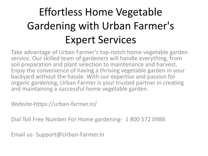 effortless home vegetable gardening with urban farmer s expert services
