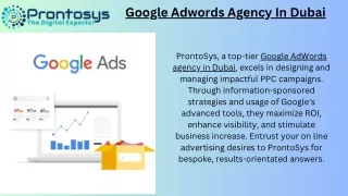 Google Adwords Agency in  Dubai | Prontosys UAE