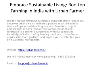 Embrace Sustainable Living: Rooftop Farming in India with Urban Farmer