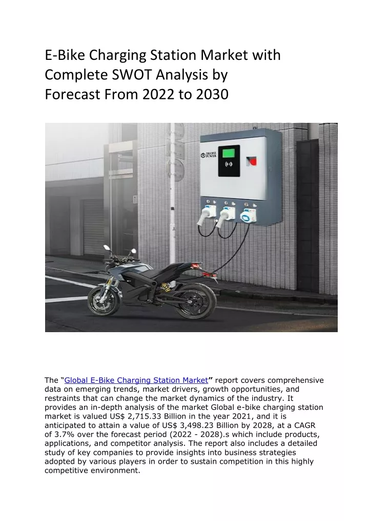 e bike charging station market with complete swot
