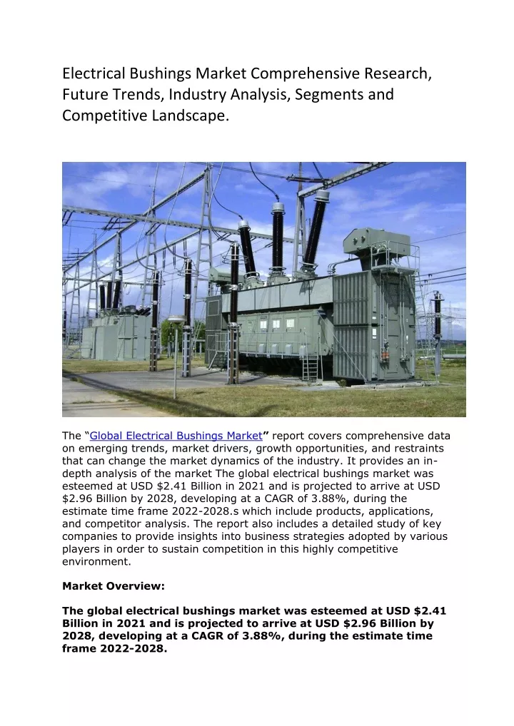 electrical bushings market comprehensive research