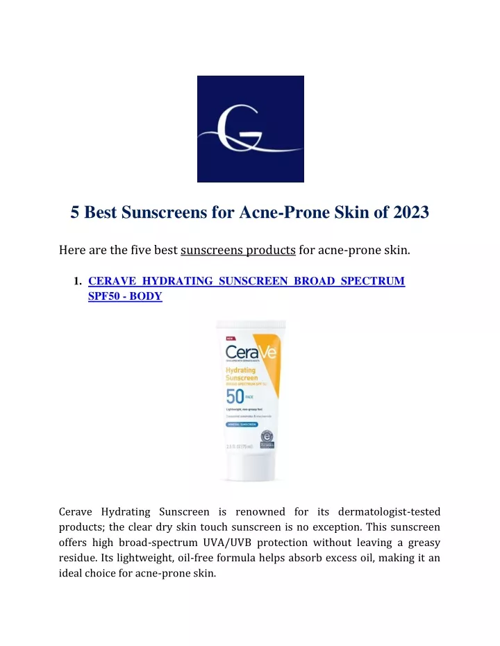 5 best sunscreens for acne prone skin of 2023