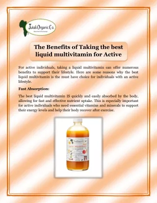 The Benefits of Taking the best liquid multivitamin for Active