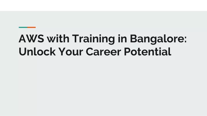 aws with training in bangalore unlock your career potential