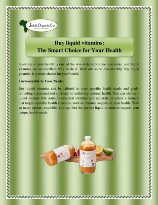 Buy liquid vitamins The Smart Choice for Your Health