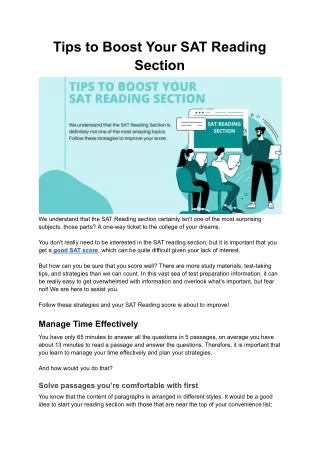 tips to boost your sat reading section