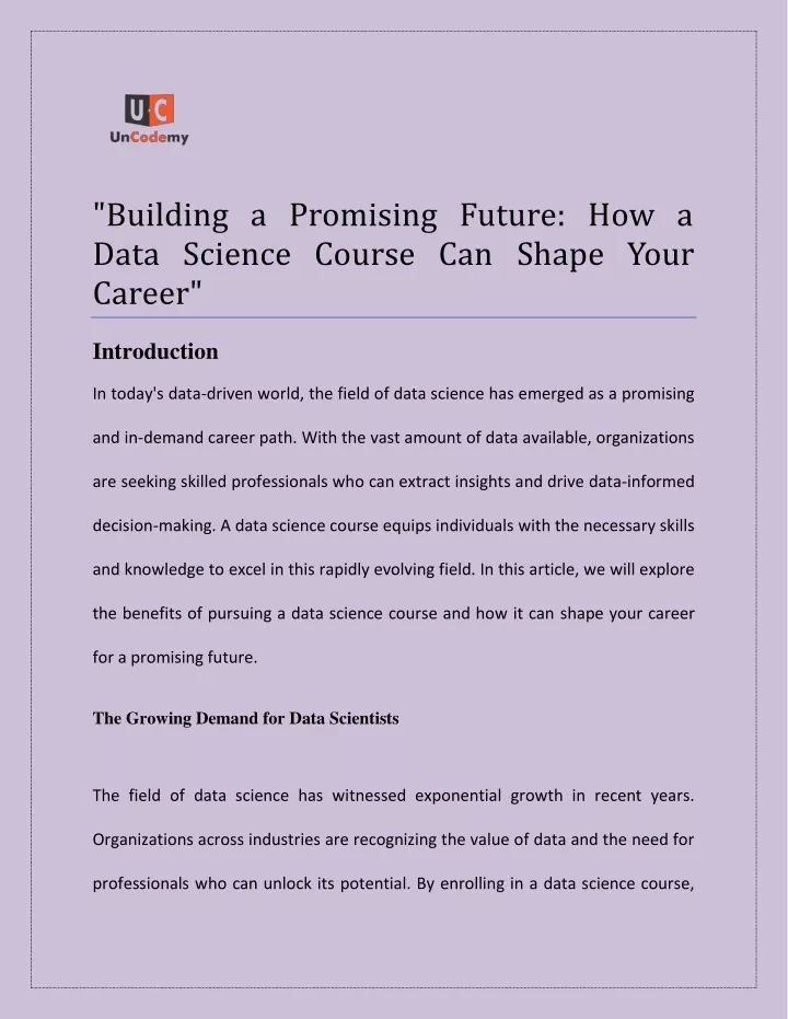 building a promising future how a data science