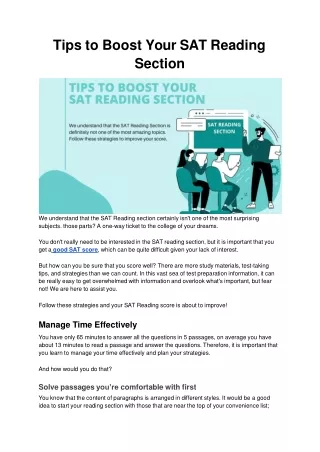tips to boost your sat reading section