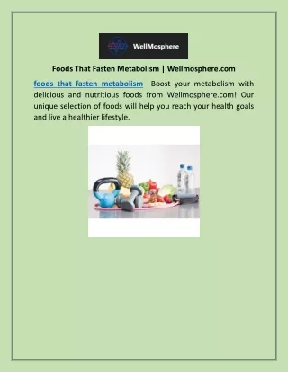 Foods That Fasten Metabolism | Wellmosphere.com