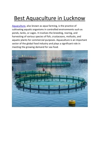 best Aquaculture in Lucknow