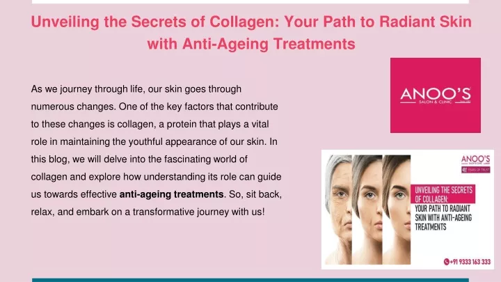 unveiling the secrets of collagen your path to radiant skin with anti ageing treatments