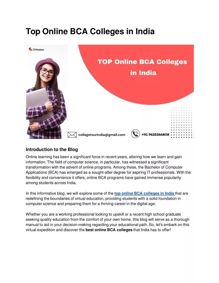 top online bca colleges in india
