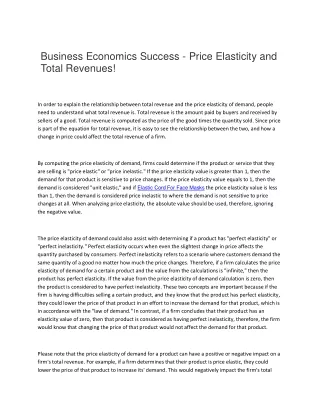 Business Economics Success