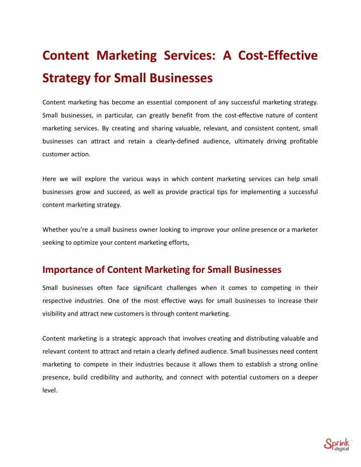 content marketing services a cost effective