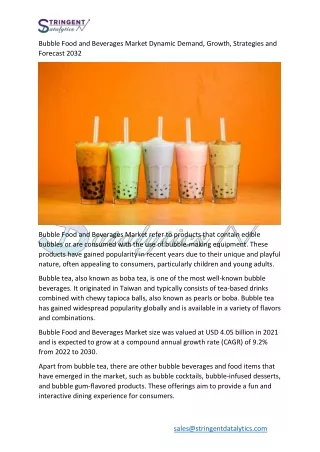 bubble food and beverages market dynamic demand