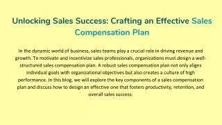 Unlocking Sales Success: Crafting an Effective Sales Compensation Plan
